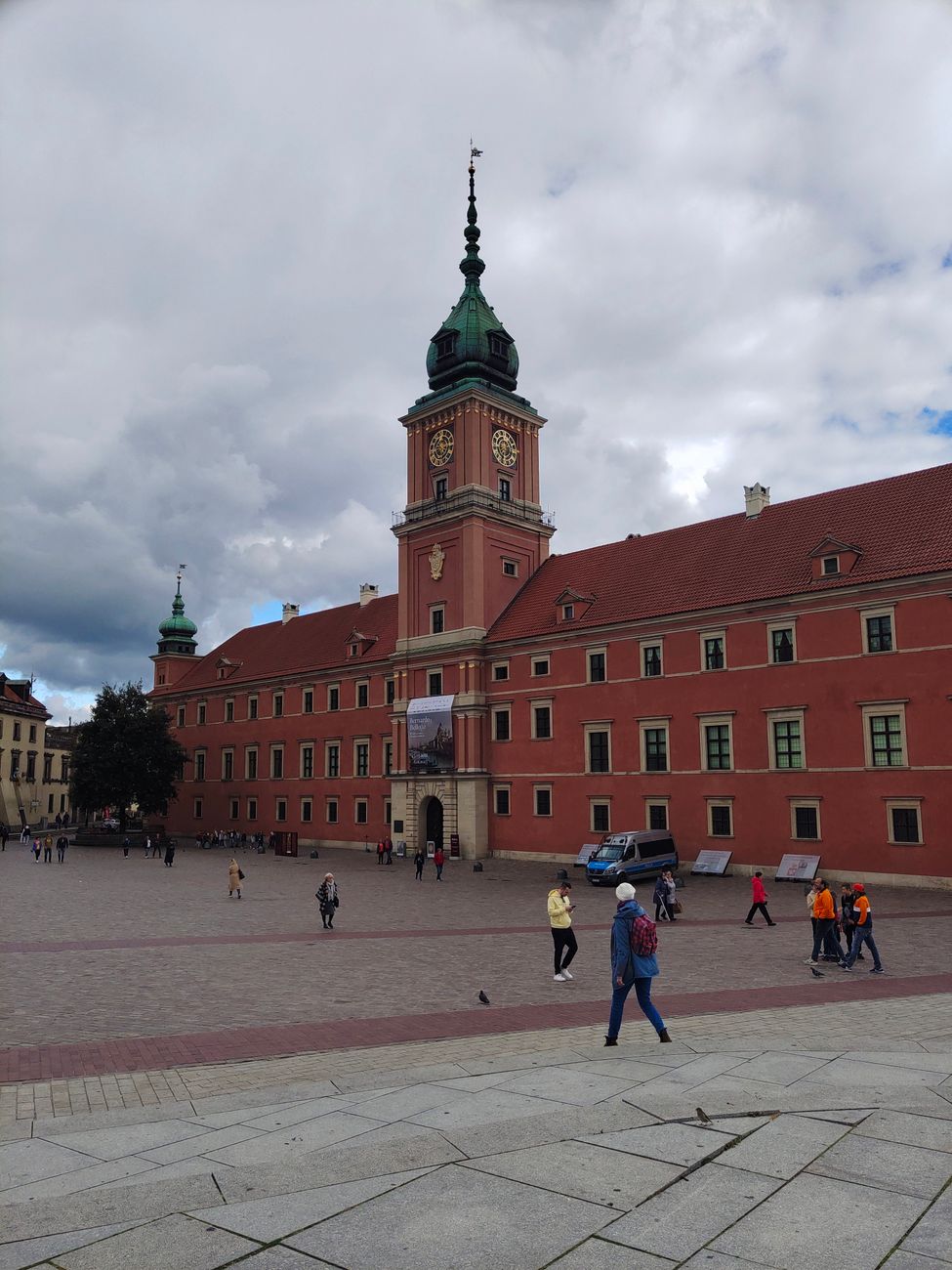 Warsaw Royal Castle with its distinctive clock tower in Castle Square, Poland