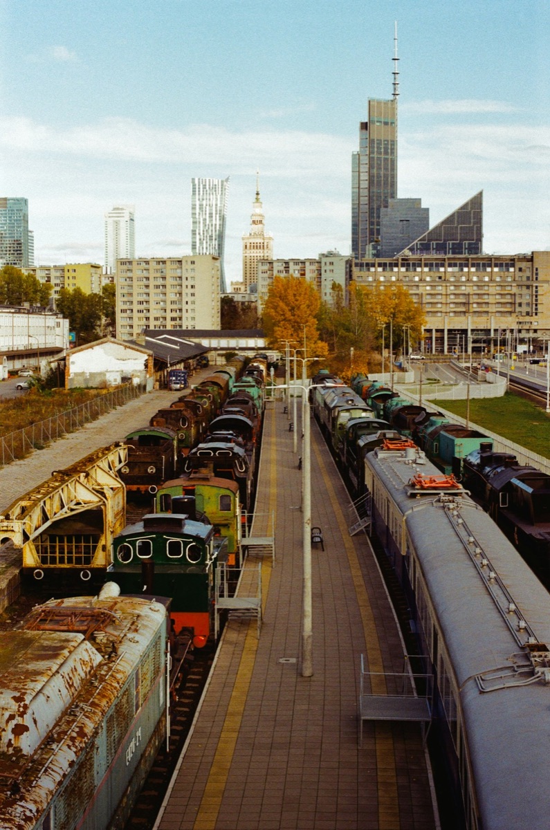 PKP intercity train on a platform at a Polish railway station