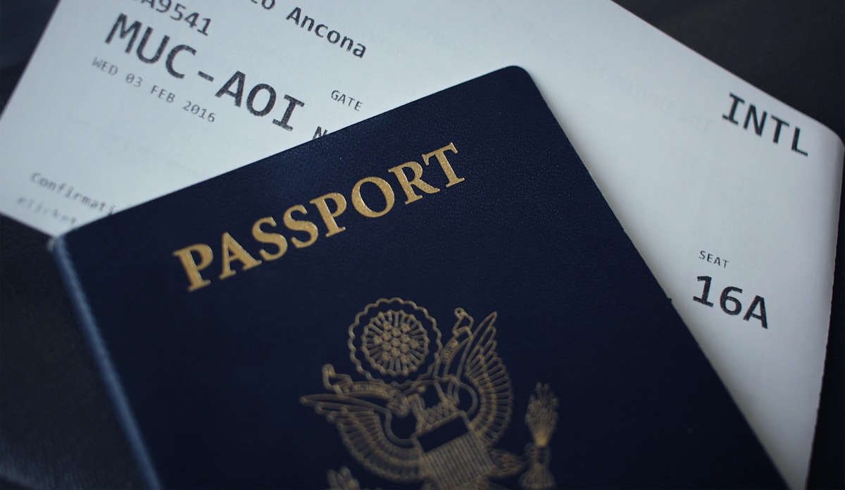 Passport and boarding pass for international travel - visa and entry documentation for Poland