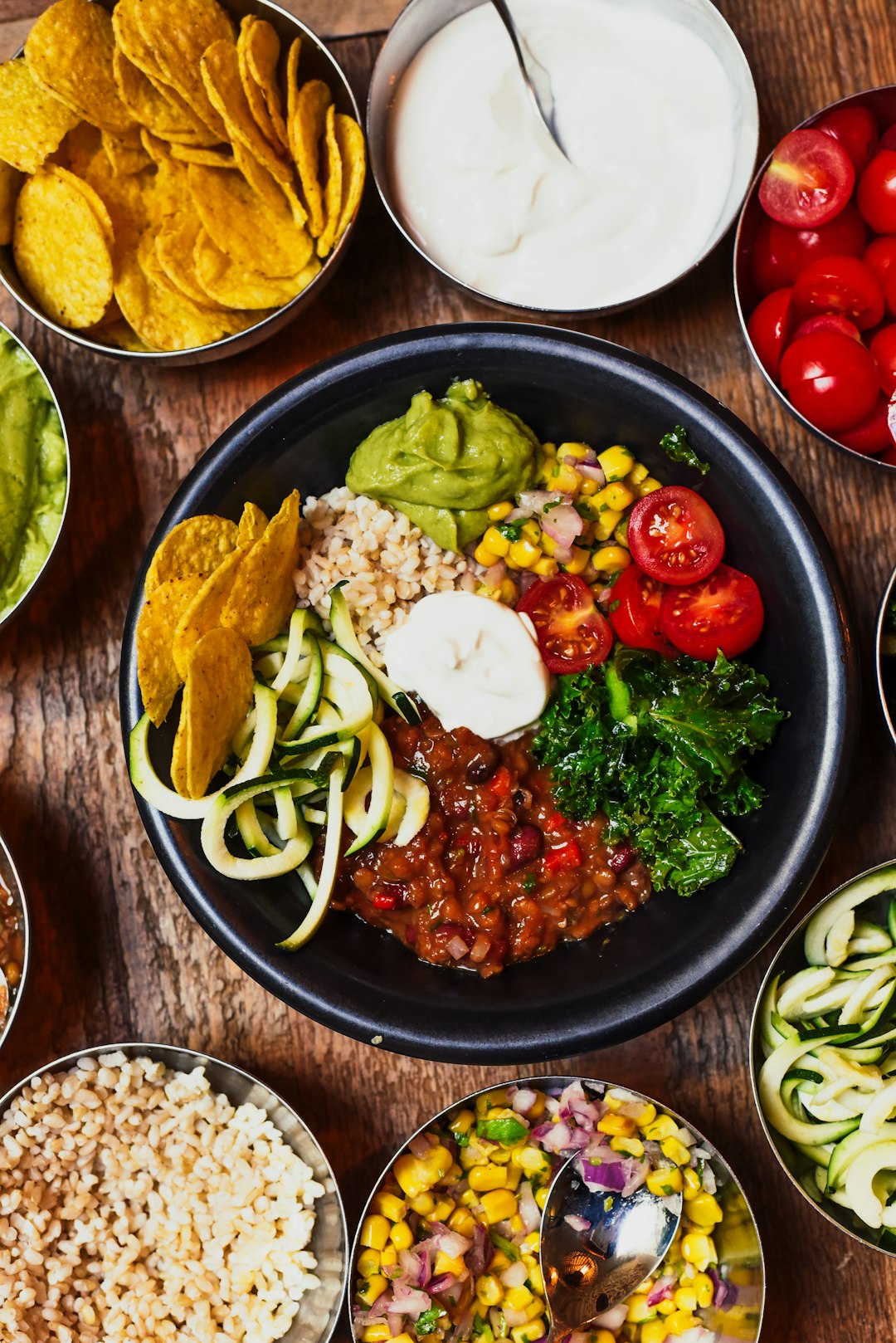 Colourful vegan meal bowls at a plant-based restaurant in Kraków, Poland