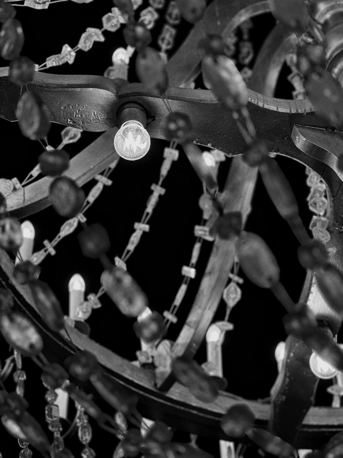 Ornate chandelier made from salt crystals in the underground chapel of the Wieliczka Salt Mine, Poland